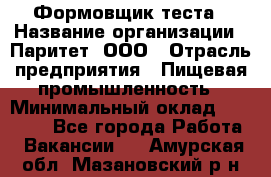 Формовщик теста › Название организации ­ Паритет, ООО › Отрасль предприятия ­ Пищевая промышленность › Минимальный оклад ­ 22 000 - Все города Работа » Вакансии   . Амурская обл.,Мазановский р-н